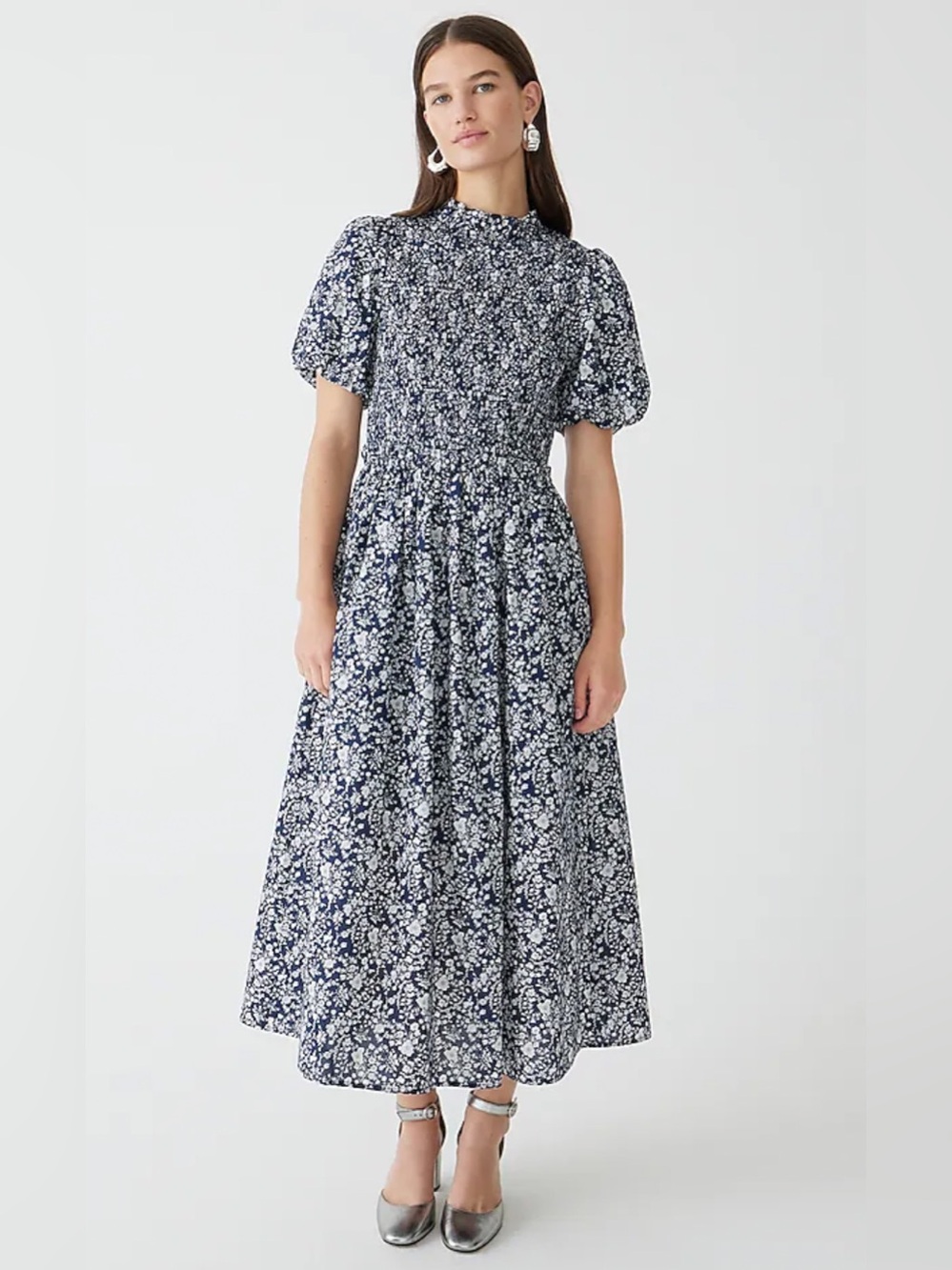 J Crew Smocked puff sleeve dress in Liberty fabric